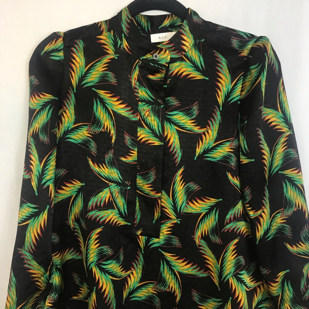 A.L.C Gosford Silk Palm Leaf Print Blouse - Picture 7 of 8